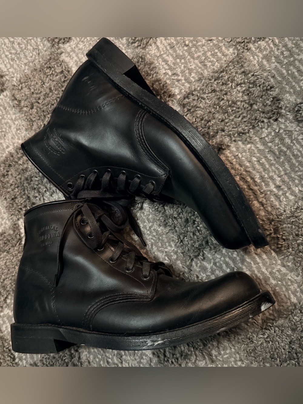 Chippewa men’s general utility trooper lace up combat boots leather black boots